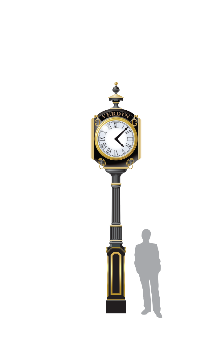 Verdin Howard Replica/Seth Thomas Post Clock, 4MST, Four Dials