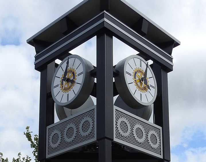 Verdin Canister Tower Clocks, Rotary Centennial Tower, Fort Wayne, Indiana