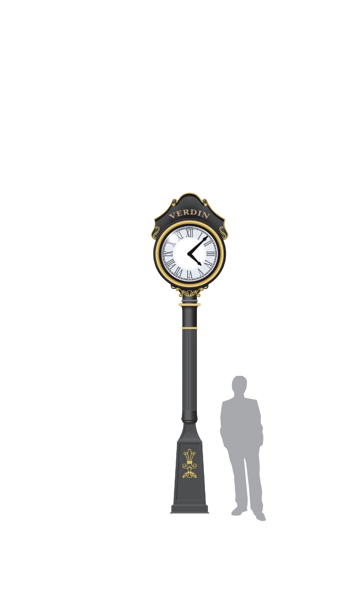 Verdin Fleur De Lis Post Clock, 4G, Two Dials
