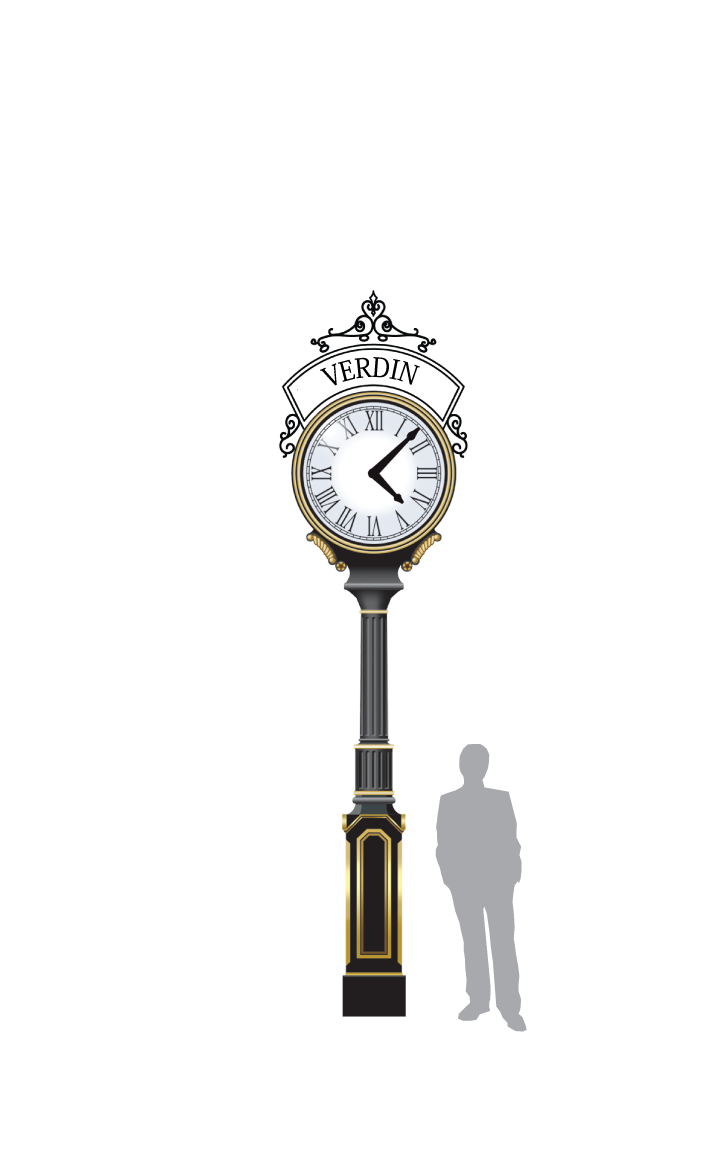 Verdin Front Royal Post Clock, 4L, Two Dials