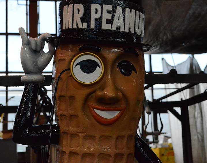 Mr. Peanut figurine in King's College glockenspiel clock, Wilkes-Barre, PA