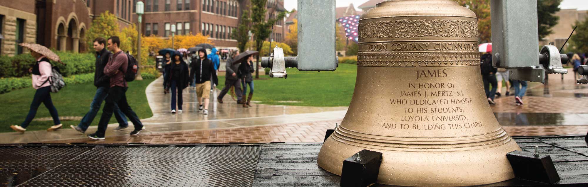 Bell at the Madonna della Strada Chapel, Loyola University campus, Chicago