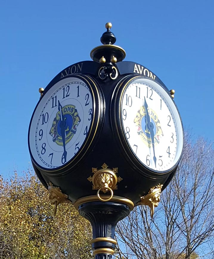 Village of Avon NY Lion's Club Street Clock close up