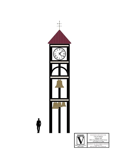 City of Auburn, ME Clock and Bell Tower Rendering